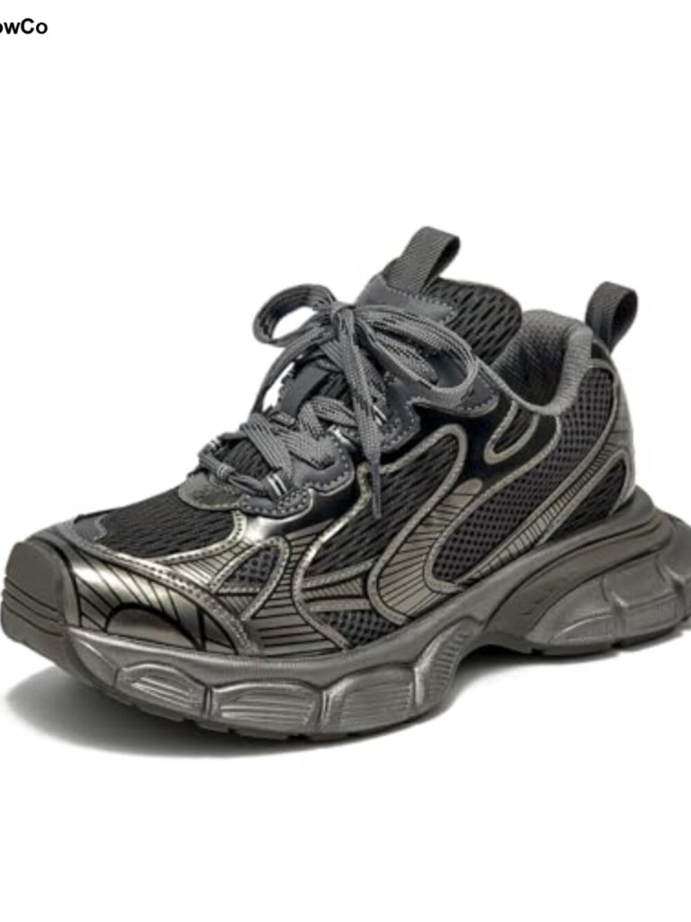 Womens Chunky Sneakers Lace-Up Air Mesh Leather Comfort Platform Dad Shoes